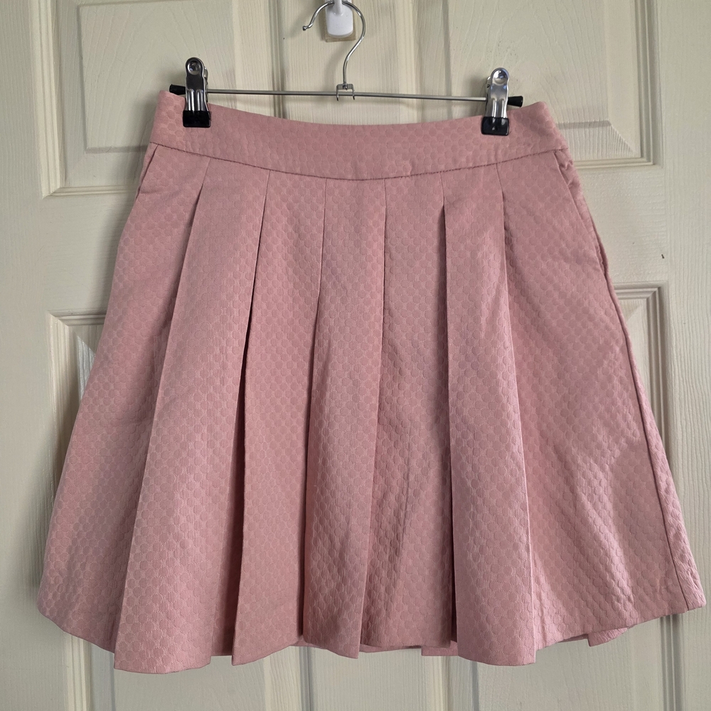 Metaphor Pink Textured Pleated Skater Skirt